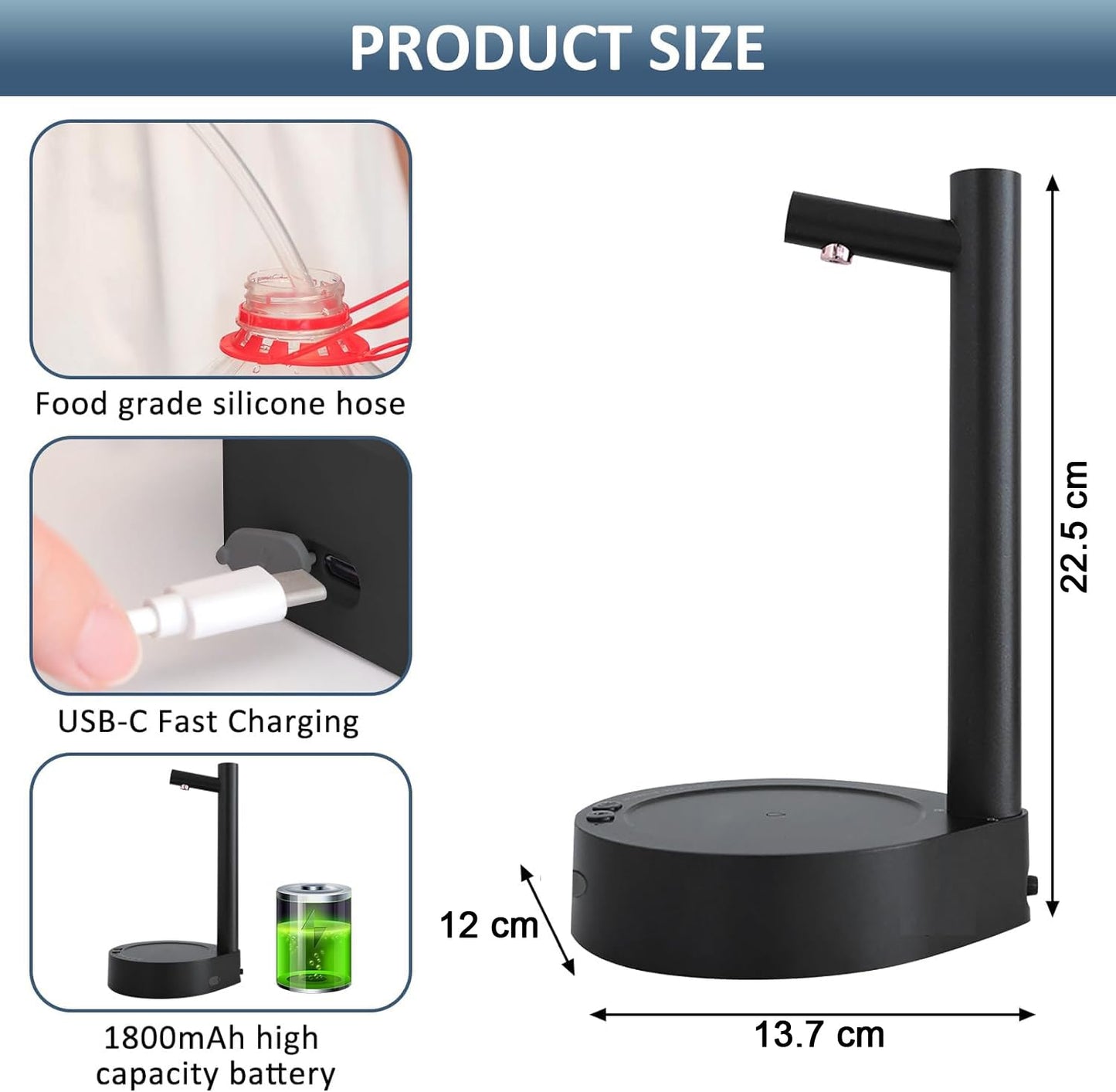 Portable Water Dispenser USB-C Charging (BPA-Free, No FDA)